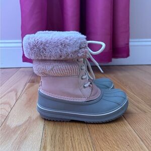 Pink and Gray Winter Boots